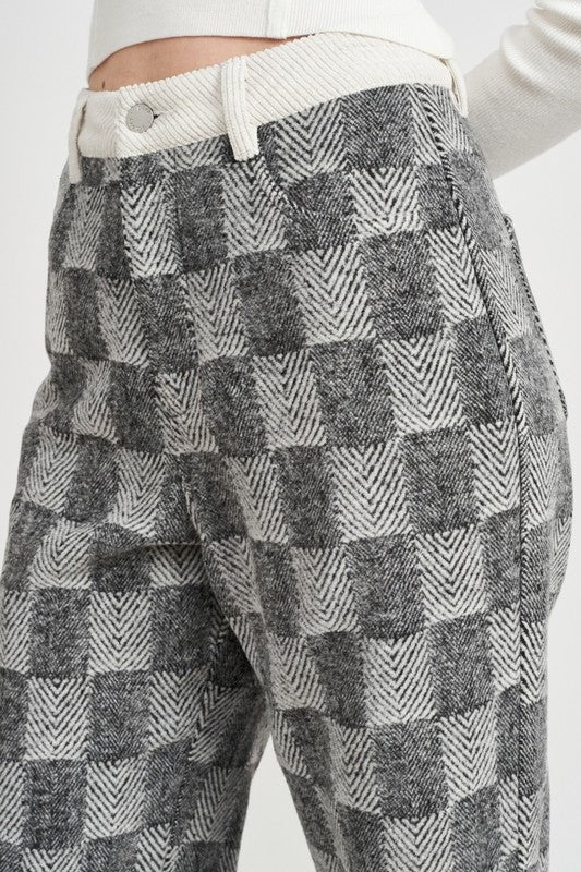 EMORY PARK CHECKERED PLAID WIDE LEG PANTS IN 2 COLORS