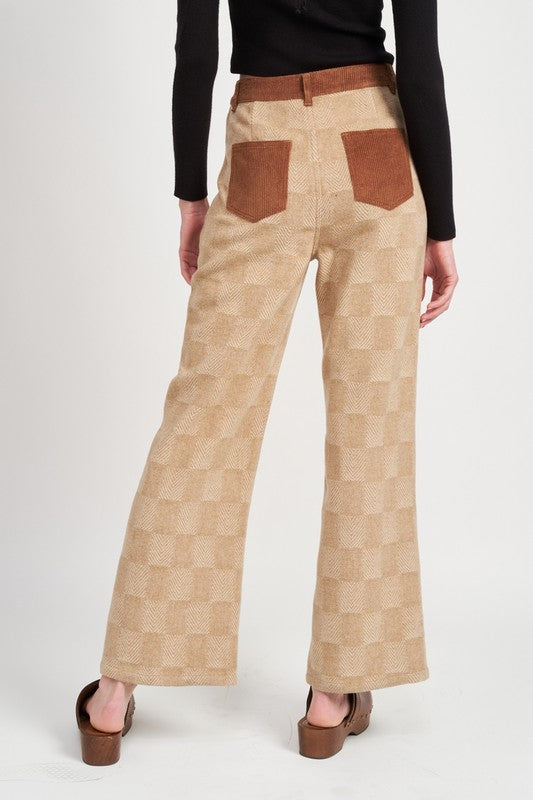 EMORY PARK CHECKERED PLAID WIDE LEG PANTS IN 2 COLORS