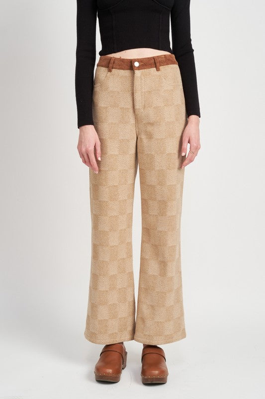 EMORY PARK CHECKERED PLAID WIDE LEG PANTS IN 2 COLORS