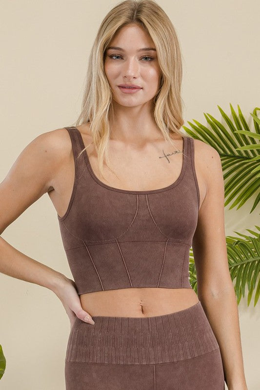 Yelete Ultra-Comfort Seamed Sports Bra / Cropped Tank in 5 Colors