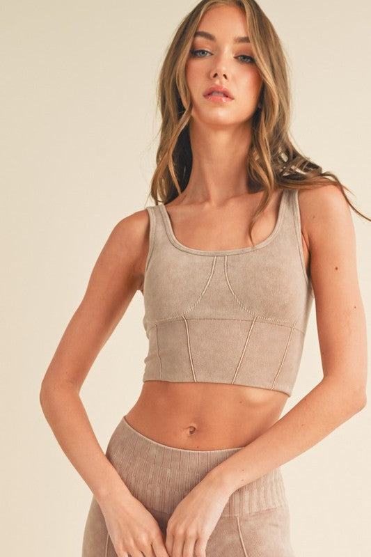 Yelete Ultra-Comfort Seamed Sports Bra / Cropped Tank in 5 Colors