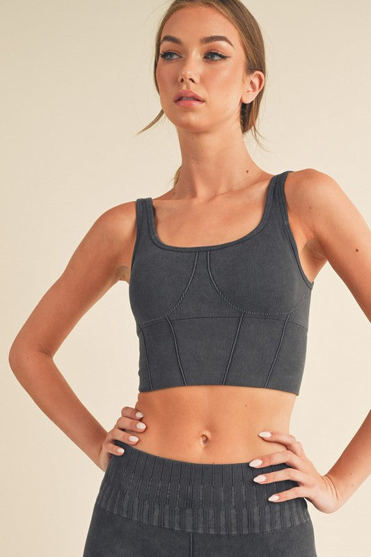 Yelete Ultra-Comfort Seamed Sports Bra / Cropped Tank in 5 Colors