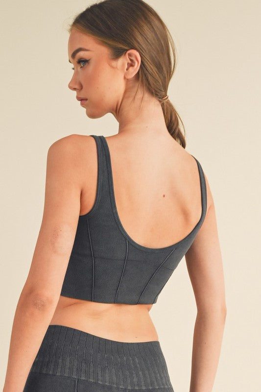 Yelete Ultra-Comfort Seamed Sports Bra / Cropped Tank in 5 Colors