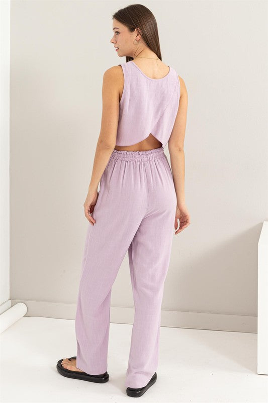 HYFVE Linen Blend Crop Tank and Pants Set in 2 Colors