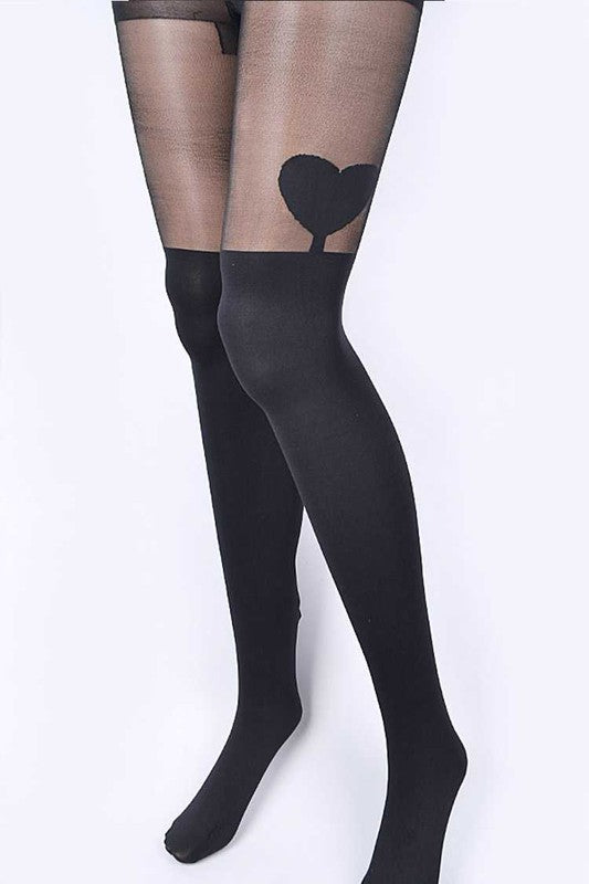 LA Jewelry Plaza Heart Designed 2 Tone Fashion Tights