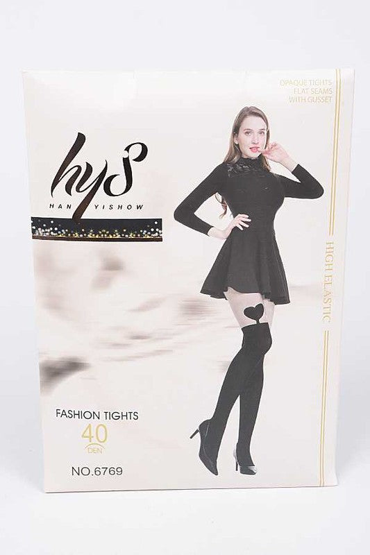 LA Jewelry Plaza Heart Designed 2 Tone Fashion Tights