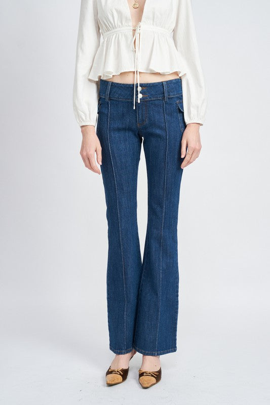 EMORY PARK LOW WAIST FLARED DENIM JEANS