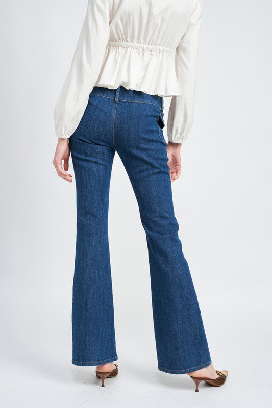 EMORY PARK LOW WAIST FLARED DENIM JEANS