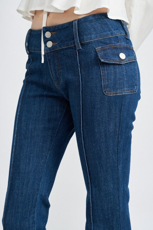 EMORY PARK LOW WAIST FLARED DENIM JEANS