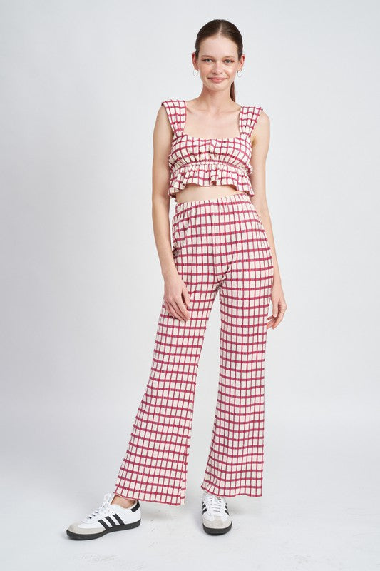 EMORY PARK HIGH WAIST PLAID ANKLE PANTS