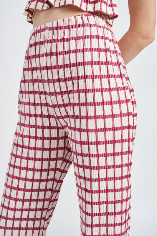 EMORY PARK HIGH WAIST PLAID ANKLE PANTS