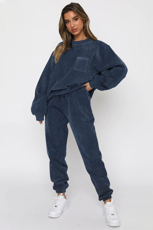 BY CLAUDE TWO PIECE CORDUROY SWEATSHIRT AND JOGGERS LOUNGE SET