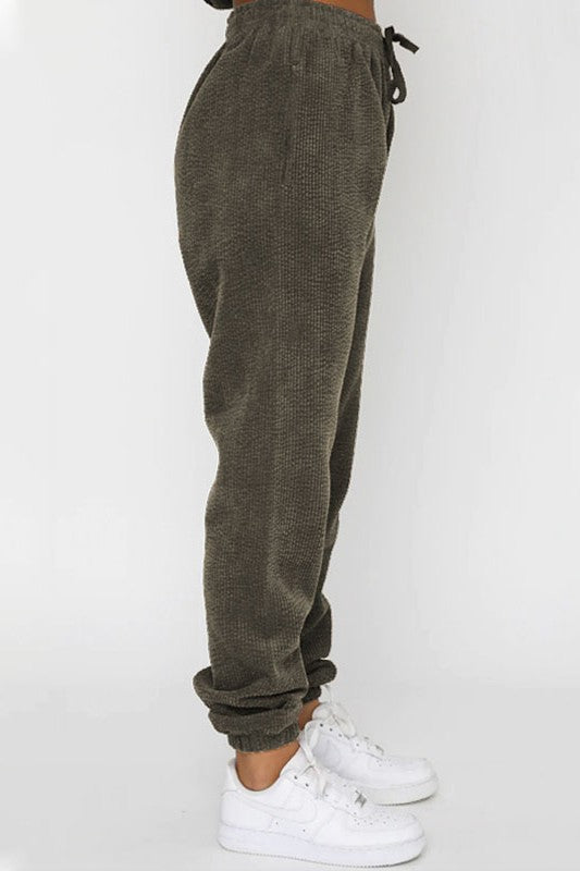 BY CLAUDE TWO PIECE CORDUROY SWEATSHIRT & JOGGERS LOUNGE SET