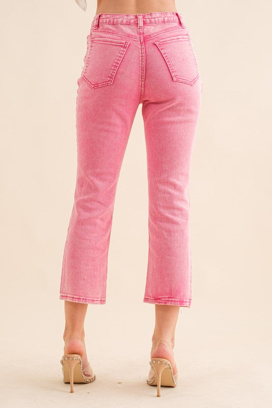 Blue B Rhinestone Studded Distressed Denim Jeans in Pink or Black