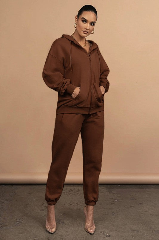 BY CLAUDE TWO PIECE ZIP HOODIE AND JOGGERS LOUNGE SET