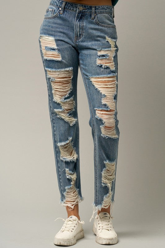 Insane Gene Heavily Distressed Straight Leg Jeans