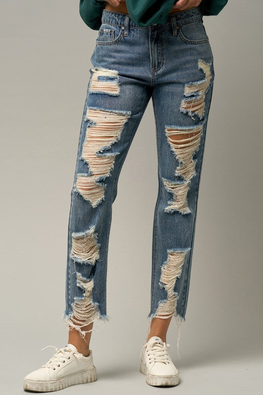 Insane Gene Heavily Distressed Straight Leg Jeans