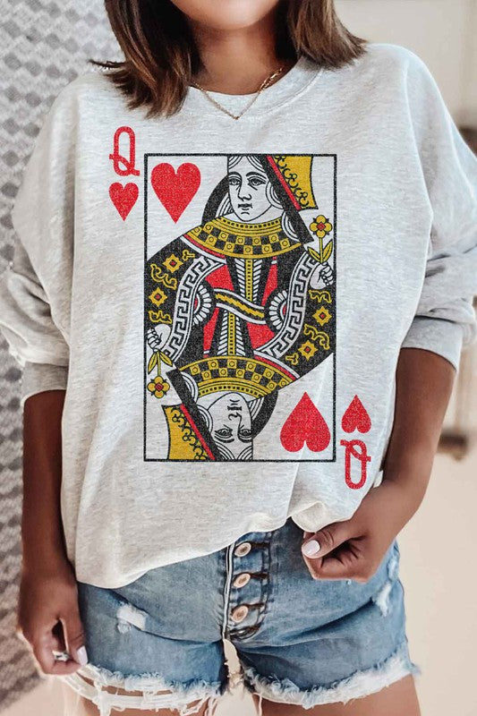 Alphia UNISEX Queen Of Hearts Graphic Sweatshirt in 5 Colors