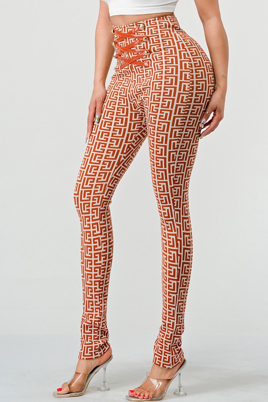 ATHINA PRINTED HIGH WAIST BANDAGE PANTS