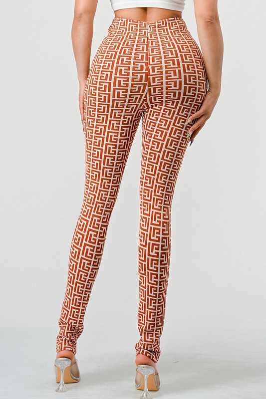 ATHINA PRINTED HIGH WAIST BANDAGE PANTS