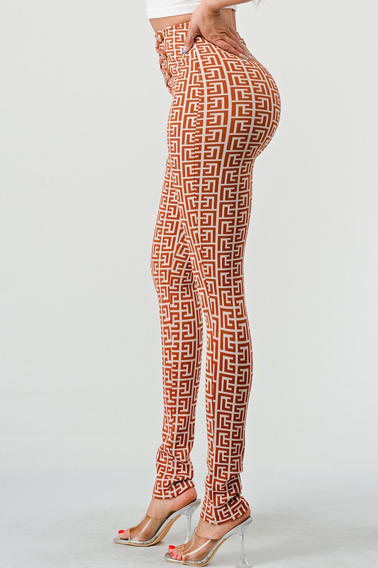 ATHINA PRINTED HIGH WAIST BANDAGE PANTS