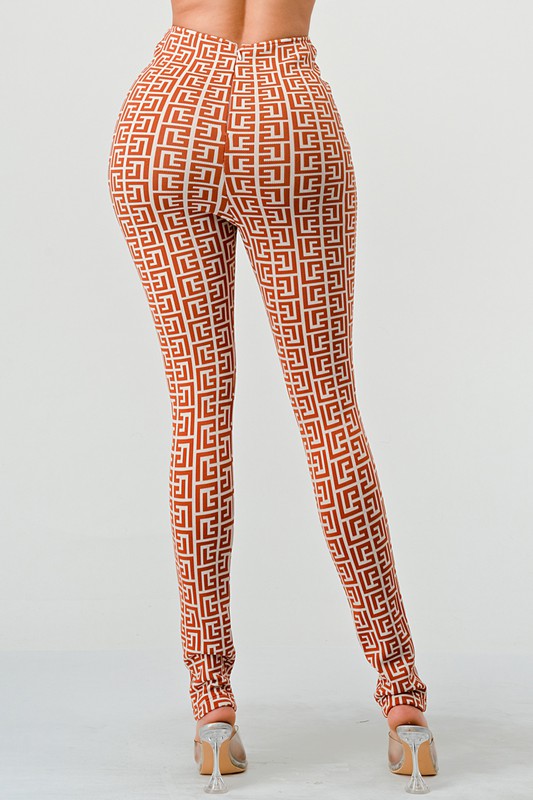 ATHINA PRINTED HIGH WAIST BANDAGE PANTS