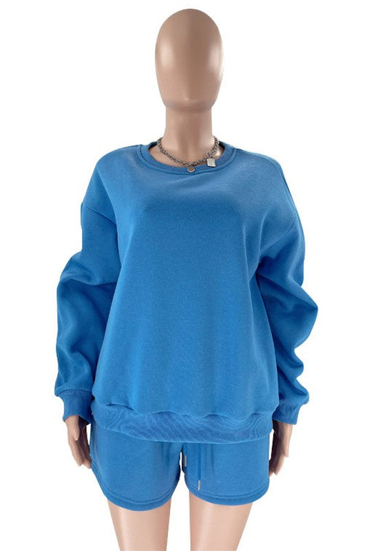 BY CLAUDE TWO PIECE OVERSIZED SWEATSHIRT AND SHORTS LOUNGE SET