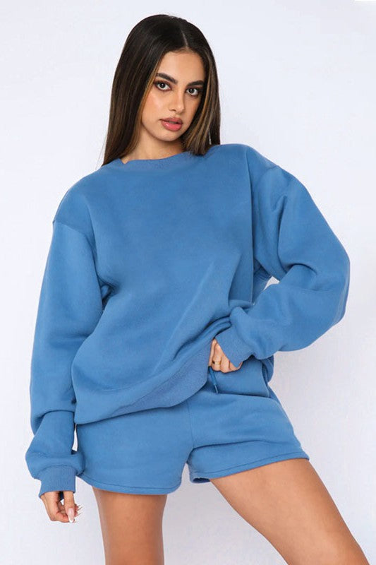 BY CLAUDE TWO PIECE OVERSIZED SWEATSHIRT AND SHORTS LOUNGE SET