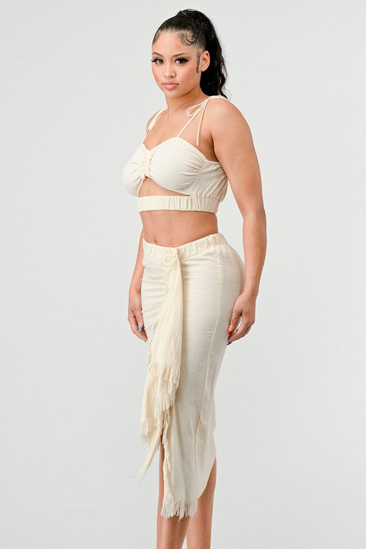 ATHINA CROP TOP & SPLIT TIE SKIRT SET