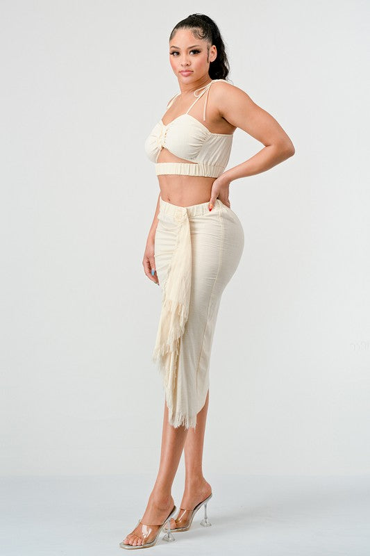 ATHINA CROP TOP & SPLIT TIE SKIRT SET