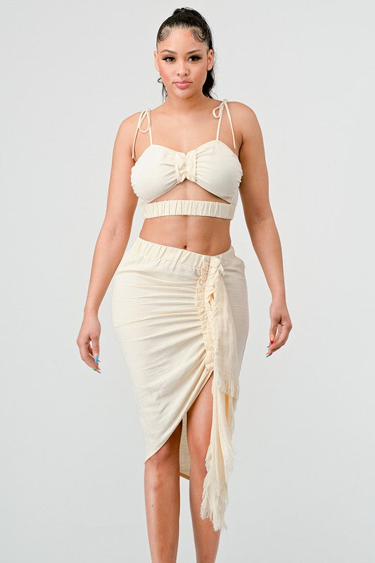 ATHINA CROP TOP & SPLIT TIE SKIRT SET