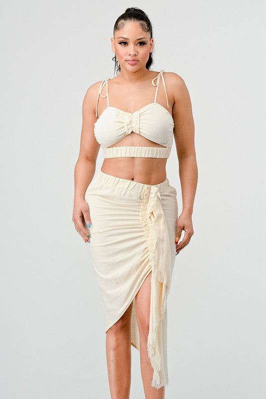 ATHINA CROP TOP & SPLIT TIE SKIRT SET