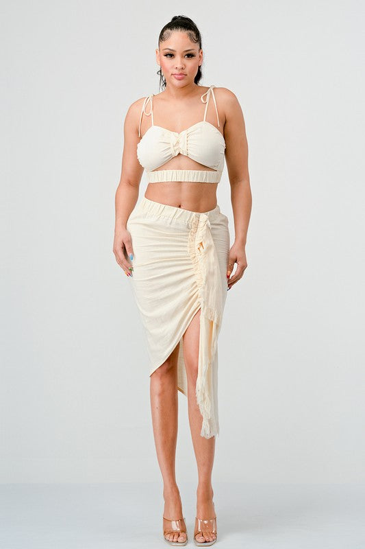 ATHINA CROP TOP & SPLIT TIE SKIRT SET