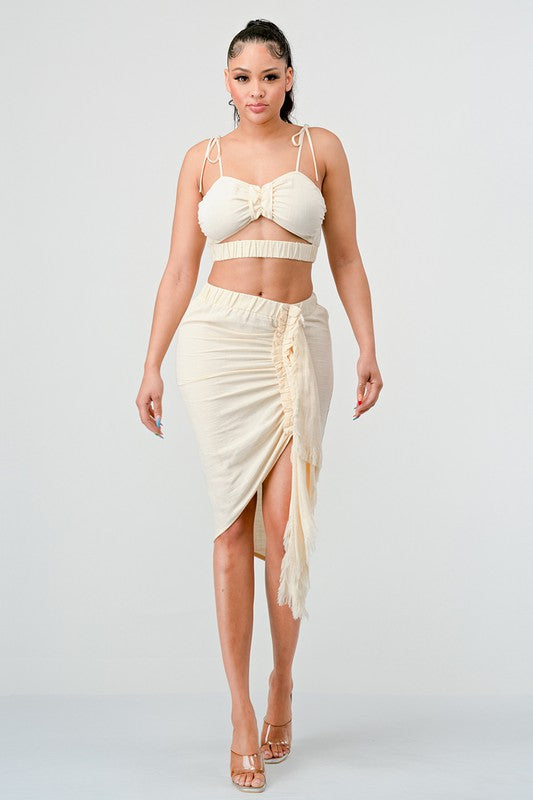 ATHINA CROP TOP & SPLIT TIE SKIRT SET