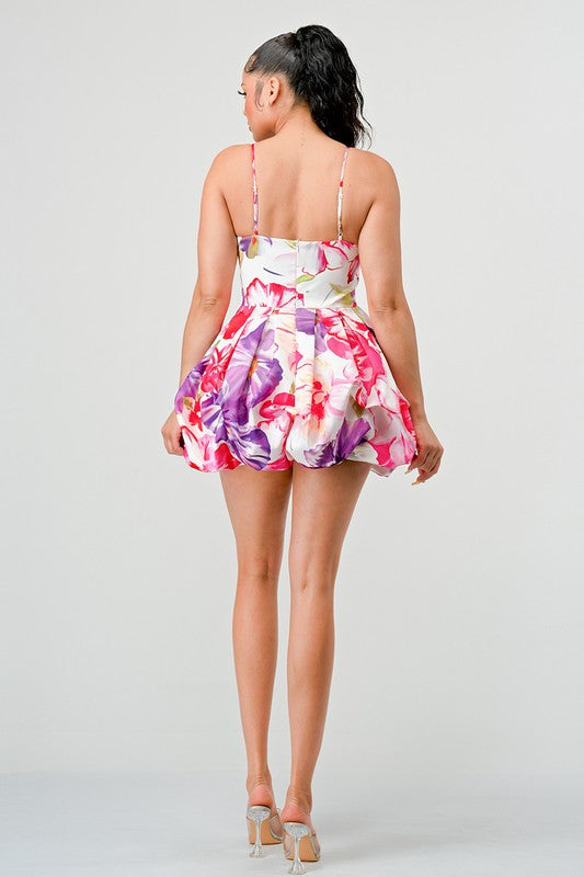 ATHINA FLORAL BUBBLE MINI DRESS