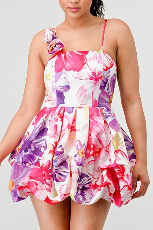 ATHINA FLORAL BUBBLE MINI DRESS