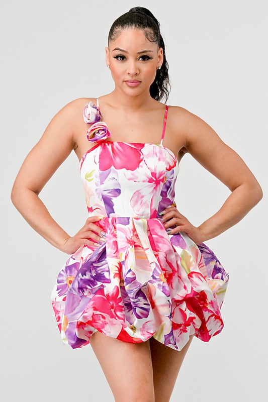 ATHINA FLORAL BUBBLE MINI DRESS