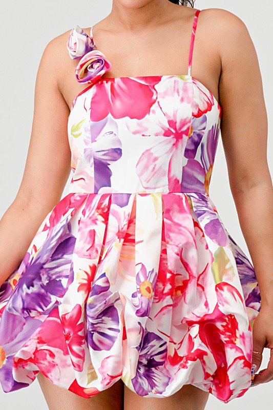 ATHINA FLORAL BUBBLE MINI DRESS