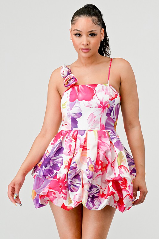 ATHINA FLORAL BUBBLE MINI DRESS