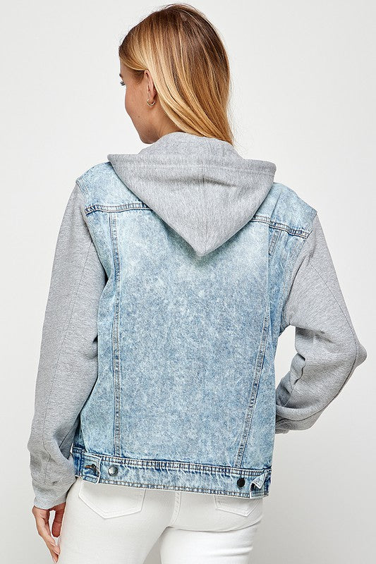 Blue Age Cotton Fleece Denim Hoodie Jacket in 4 Colors