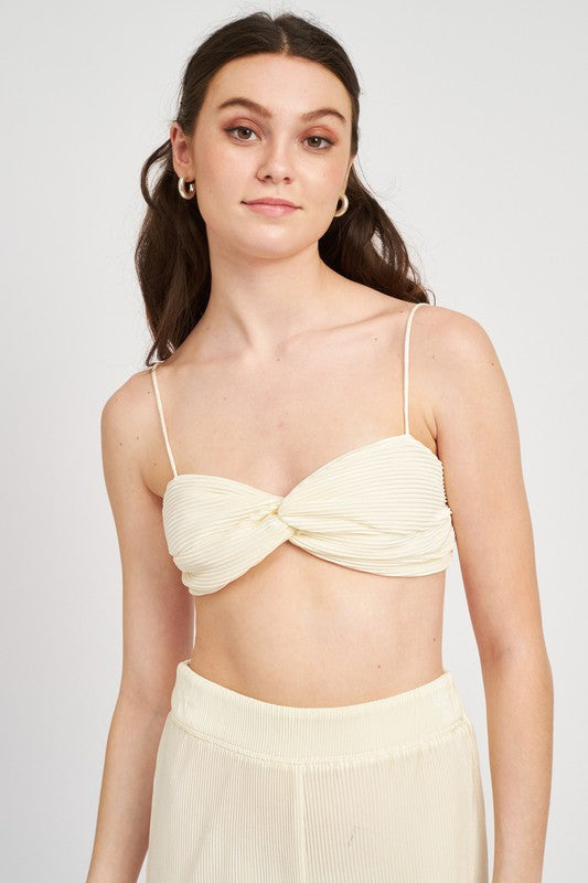 EMORY PARK CROPPED TWIST TOP WITH SPAGHETTI STRAPS