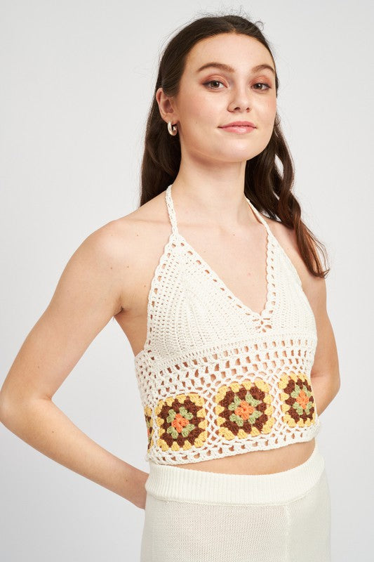 EMORY PARK CROCHET HALTER CAMI TOP