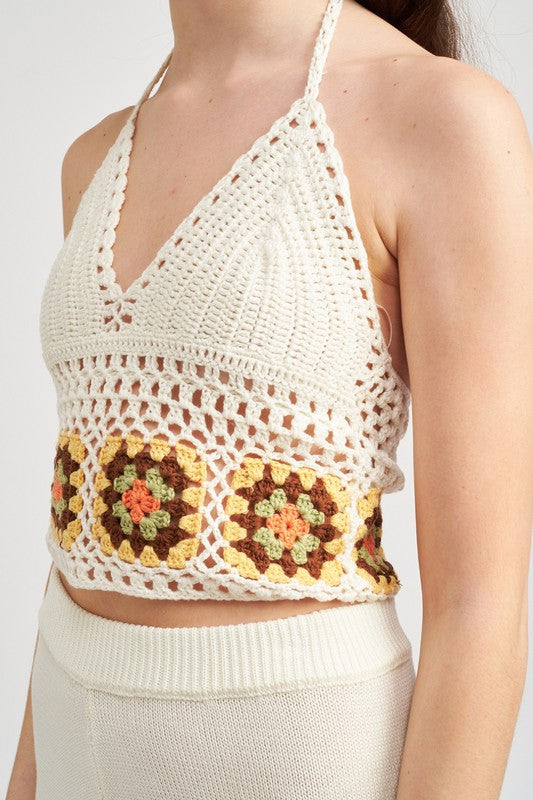 EMORY PARK CROCHET HALTER CAMI TOP