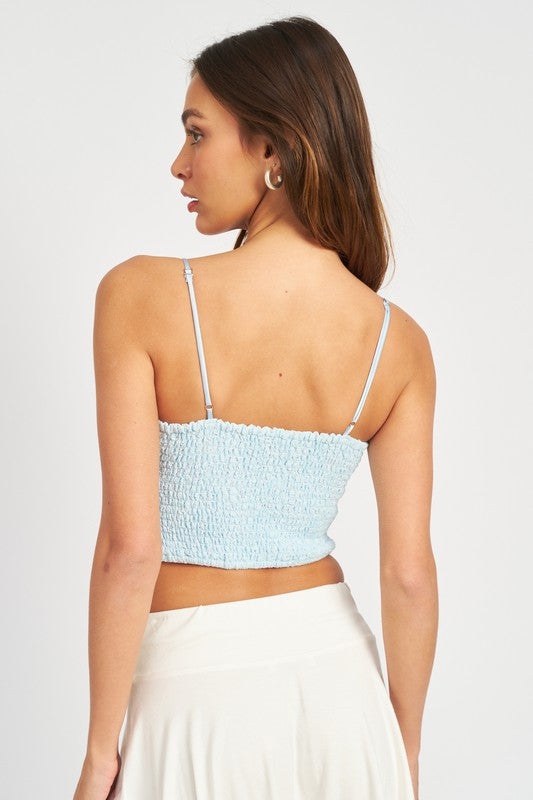 Emory Park Lace Cami Bralette Top in Light Blue