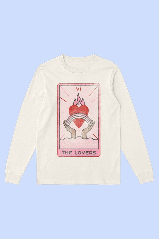 Alphia Unisex "The Lovers Tarot Card" Cotton Long Sleeve Graphic Tee in 6 Colors