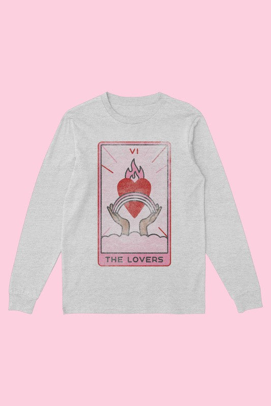 Alphia Unisex "The Lovers Tarot Card" Cotton Long Sleeve Graphic Tee in 6 Colors