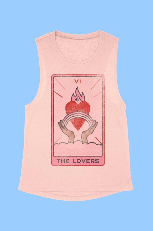 Alphia Unisex The Lovers Tarot Card Graphic Tank Top in 3 Colors