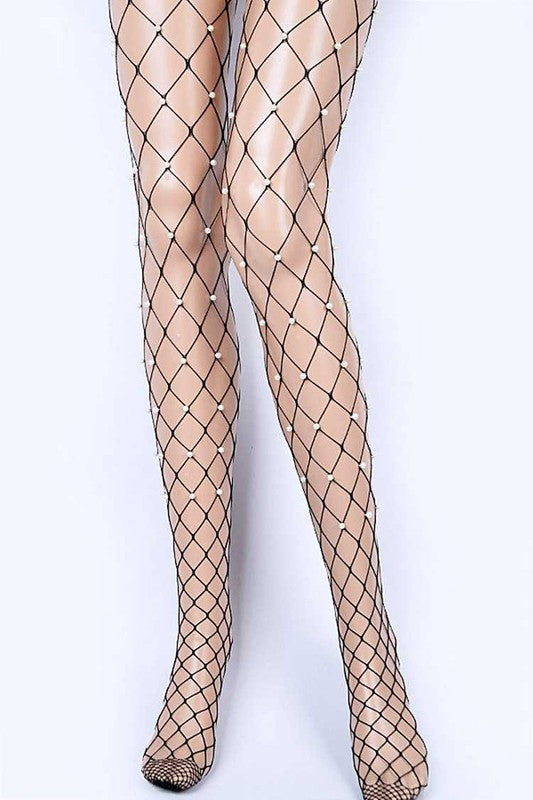 LA Jewelry Plaza Pearl Accent Fishnet Stockings