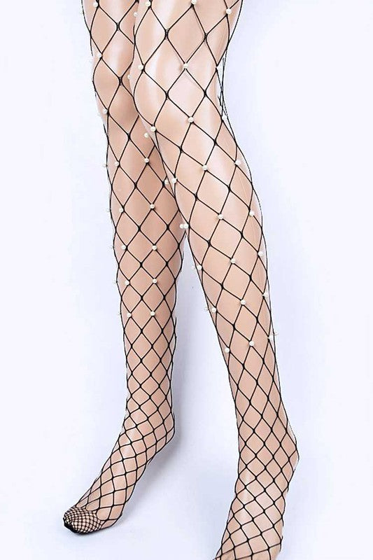 LA Jewelry Plaza Pearl Accent Fishnet Stockings