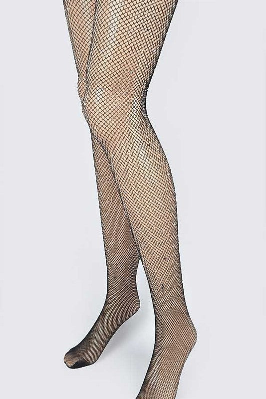 LA Jewelry Plaza Rhinestone Accent Fishnet Stockings in 7 Colors